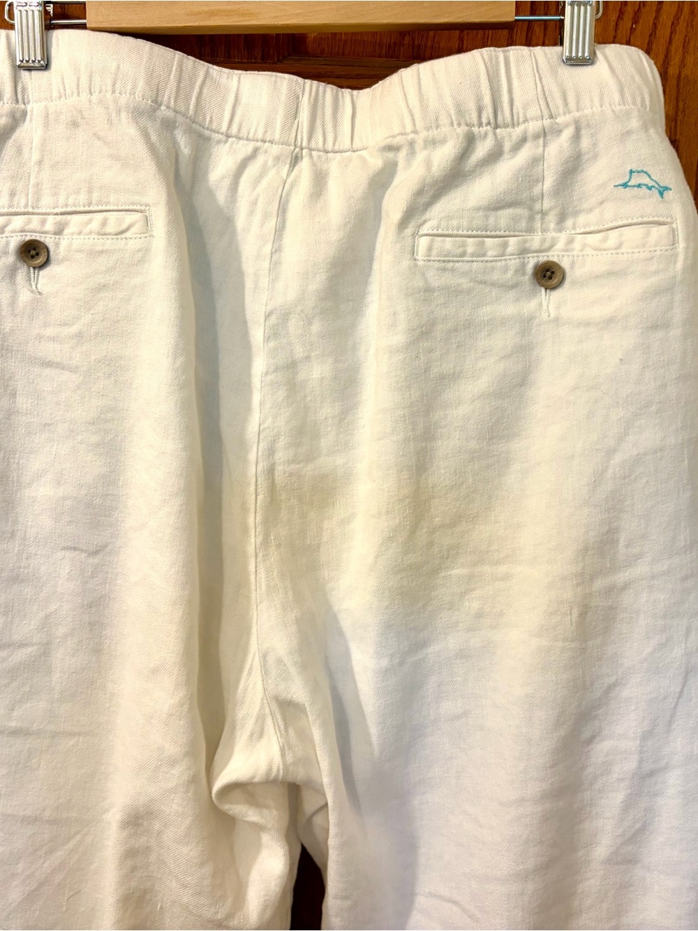 Men’s Tommy Bahama Size 2XLB White Linen-Blend Chinos with Elastic Waist - Picture 6 of 11
